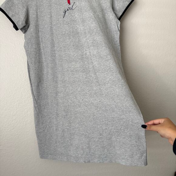 Vintage 90s Tommy Hilfiger Womens Gray Tommy Girl T-Shirt Dress Ringer Size S/M - Picture 7 of 9